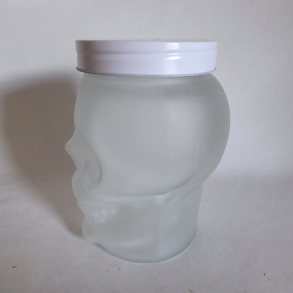 NEW 7” & 3.5” FROSTED & CLEAR GLASS SKULL JAR LOT OF 2 HALLOWEEN GOTHIC - Picture 11 of 13